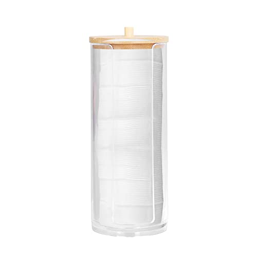 Storage Box, Cosmetic Cotton Pad Dispenser, Clear Makeup Cotton Swabs Holder Organizer Round Storage Bins with Cover for Daily Use