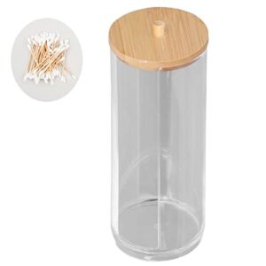 Storage Box, Cosmetic Cotton Pad Dispenser, Clear Makeup Cotton Swabs Holder Organizer Round Storage Bins with Cover for Daily Use