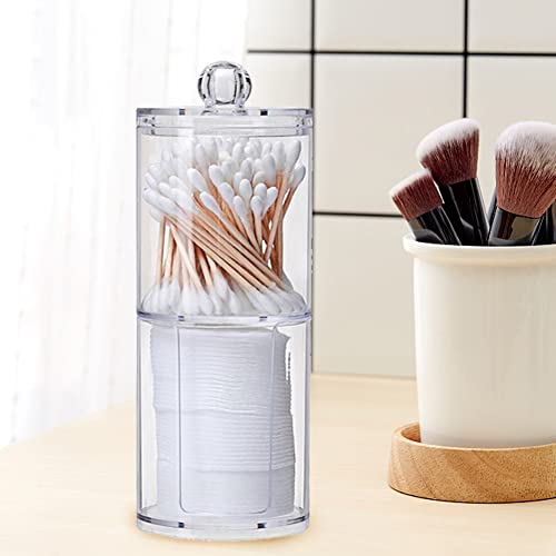 oAutoSjy 1pcs Qtip Holder Dispenser Clear Plastic Storage Container with Lid for Cotton Ball Cotton Swab Round Cotton Pads Floss Small Restroom Bathroom Storage Organizer Apothecary Jar Organizer