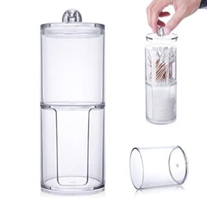 oAutoSjy 1pcs Qtip Holder Dispenser Clear Plastic Storage Container with Lid for Cotton Ball Cotton Swab Round Cotton Pads Floss Small Restroom Bathroom Storage Organizer Apothecary Jar Organizer