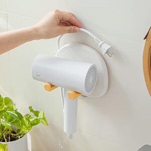 poeland hair dryer holder, wall mounted self adhesive blow dryer rack, no drilling dryer organizer for bathroom