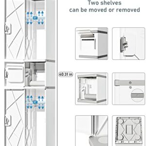 ESTHELLO Bathroom Storage Cabinet with Roll Toilet Paper Holder, Narrow Tall Cabinet Storage, Waterproof Coner Shelf, Compact Bathroom Storage Organizer for Small Bathroom (3 Layers)