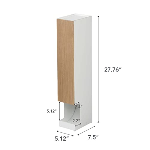 YAMAZAKI Home Dispenser-Bathroom Storage Holder Stand | Steel + Wood | Tall | Toilet Paper Stocker, Ash