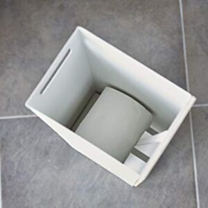 YAMAZAKI Home Dispenser-Bathroom Storage Holder Stand | Steel + Wood | Tall | Toilet Paper Stocker, Ash