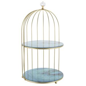 minkissy makeup organizer cosmetics iron storage rack bathroom countertop organizer, birdcage shape- cosmetic rack double layer