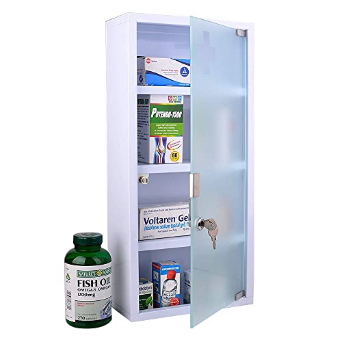 Wincere 4 Tier Moisture Resistance Steel Wall Mount Medicine Cabinet First Aid Storage Emergency Organizer