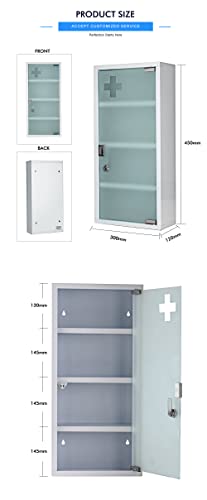 Wincere 4 Tier Moisture Resistance Steel Wall Mount Medicine Cabinet First Aid Storage Emergency Organizer