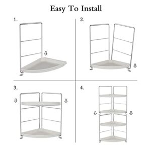 2 Tier Bathroom Organizer Countertop, Vanity Tray Cosmetic & Makeup Counter Storage Shelf Kitchen Spice Rack, White and Silver