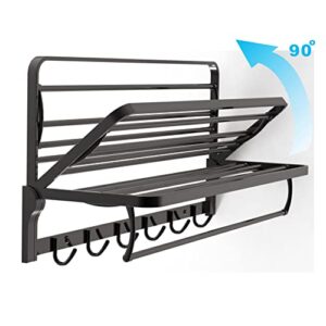 24 Inch 304 Stainless Steel Bathroom Towel Rack Towel Bar Towel Shelf Foldable Towel Rack Wall Mounted for Bathroom Lavatory Hotel Brushed Nickel