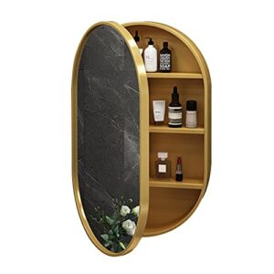 medicine cabinets bathroom mirror cabinet oval oval bathroom mirror aluminum bathroom embedded or surface mount stainless steel oval medicine color gold size 508014cm 50 80 14cm