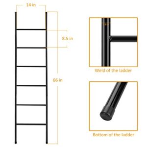 PENGECO Blanket Ladder Towel Shelves Beach Towel Rack Scarves Display Holder (Black)