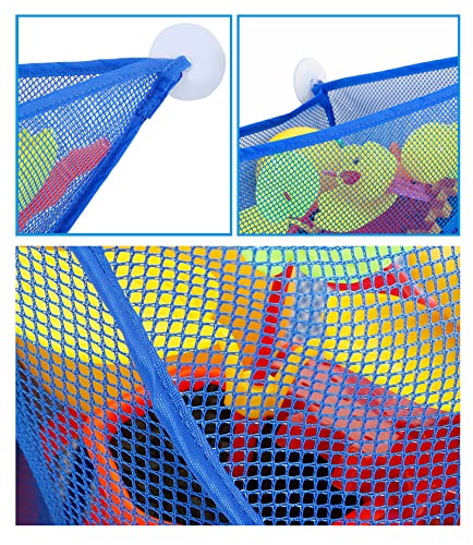 CHIL Bath Toy Organizer with 3 Strong Suction Cups Mounted Bath/Shower Caddy Storage Solution Bath Toy Storage Net & Bathroom Corner Shower Caddy Bag Bathroom Storage Bag