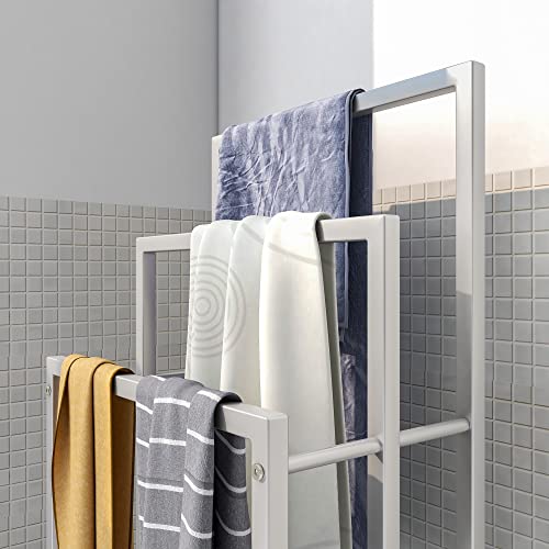 BOFENG Metal Silver Floor Free Standing Towel Racks for Bathroom,Chrome Ladder Towel Racks Anti-Rust Bathroom Accessories Organizer for Bath Storage & Hand Towel,Pool Drying Rack