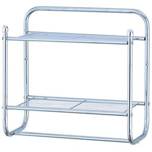 Towel Shelf Wall Mount Towel Rack with Towel Bar and 2 Shelves Bathroom Storage Organizer Chrome Plated by Madison Home Products