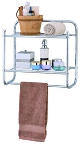 towel shelf wall mount towel rack with towel bar and 2 shelves bathroom storage organizer chrome plated by madison home products