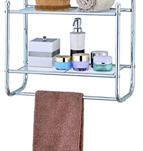 Towel Shelf Wall Mount Towel Rack with Towel Bar and 2 Shelves Bathroom Storage Organizer Chrome Plated by Madison Home Products