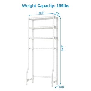 VIPEK X4 White Over The Toilet Storage Cabinet Bathroom Rack 4-Tier Adjustable Shelves for Bathroom Toilet Storage Shelf Organizer Heavy Duty Corner Stand Sturdy Anti-Tilt Tower Shelf Space Saver