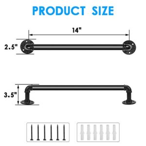Industrial Pipe Towel Rack 14 inch Towel Bar, Wall Mounted Heavy Duty Matte Black Finish Bath Towel Holder for Kitchen Or Bath Hanging (1 Pack)