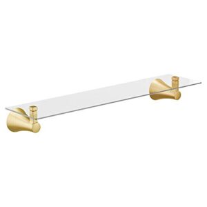 moen yb0390bg flara collection 21-inch wide glass bathroom vanity shelf, brushed gold