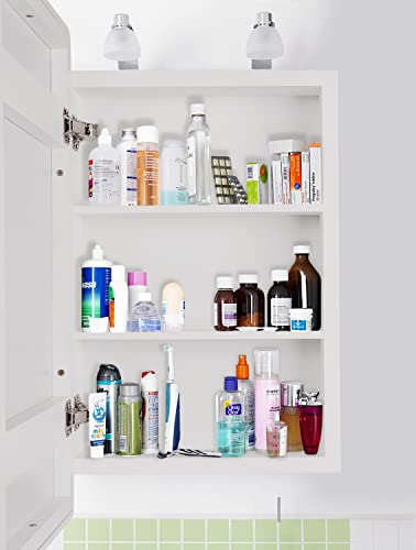 16'' W 24'' H Wood Framed Medicine Cabinet Organizer with Mirror Surface Mounting or in-Wall Installation (White)