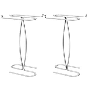 mDesign Decorative Modern Metal Fingertip, Hand Towel Holder Stand - for Bathroom Vanity Countertops to Display and Store Small Guest Towels - 2-Sided, 14" High, 2 Pack - Chrome