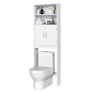 ledyz 8" width wooden over toilet storage cabinet with door for bathroom, white