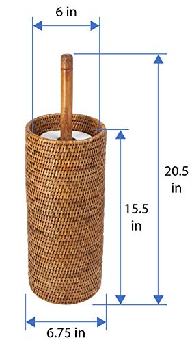 KOUBOO 3 Rolls La Jolla Hand Woven Rattan Toilet Roll Stand, Honey Brown