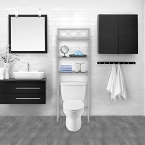 J&V TEXTILES 3-Shelf Bathroom Organizer Over The Toilet, Bathroom Spacesaver (Silver)