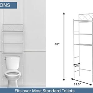 J&V TEXTILES 3-Shelf Bathroom Organizer Over The Toilet, Bathroom Spacesaver (Silver)