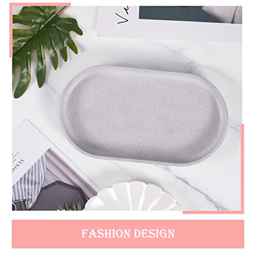 Bathroom Vanity Tray Toilet Tank Oval Storage Tray Resin Handmade Bathtub Kitchen Dresser Countertop Organizer(Gray)