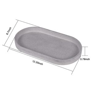 Bathroom Vanity Tray Toilet Tank Oval Storage Tray Resin Handmade Bathtub Kitchen Dresser Countertop Organizer(Gray)