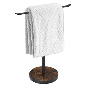 yinmit hand towel holder stand, bathroom countertop towel rack with wooden base, freestanding kitchen towel rack, heavy duty t-shape face towel stand for bathroom, kitchen, vanity (style a)