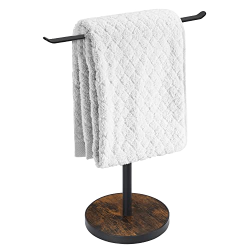 YINMIT Hand Towel Holder Stand, Bathroom Countertop Towel Rack with Wooden Base, Freestanding Kitchen Towel Rack, Heavy Duty T-Shape Face Towel Stand for Bathroom, Kitchen, Vanity (Style A)