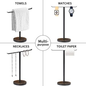 YINMIT Hand Towel Holder Stand, Bathroom Countertop Towel Rack with Wooden Base, Freestanding Kitchen Towel Rack, Heavy Duty T-Shape Face Towel Stand for Bathroom, Kitchen, Vanity (Style A)