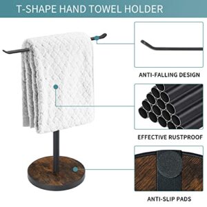 YINMIT Hand Towel Holder Stand, Bathroom Countertop Towel Rack with Wooden Base, Freestanding Kitchen Towel Rack, Heavy Duty T-Shape Face Towel Stand for Bathroom, Kitchen, Vanity (Style A)