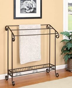 3-tier free standing metal towel rack with storage shelf in dark bronze by madison home products, 37'' h x 33'' l x 13'' d (mh10833)