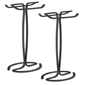mDesign Metal Countertop Hand Towel Holder - Double-Sided Stand for Bathroom and Vanity Hand Towels and Small Guest Towels - Counter Towel Holder for Bathroom - Spira Collection, 2 Pack, Black