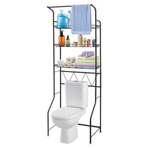 sanheshun Bathroom Organizer Over The Toilet Storage, 4-Tier Bathroom Shelves Over Toilet Shelf Above Toilet Storage Rack Freestanding Bathroom Space Saver with Adjustable Shelves and Baskets, Black