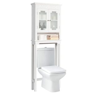 giantex over the toilet bathroom space saver, 3-shelf bathroom organizer, free standing toilet rack with adjustable inner shelf bathroom storage cabinet (white)