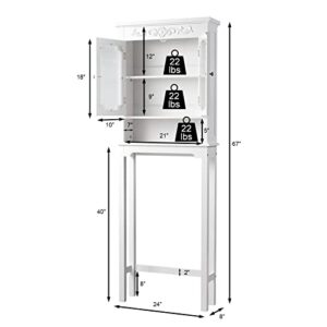 Giantex Over The Toilet Bathroom Space Saver, 3-Shelf Bathroom Organizer, Free Standing Toilet Rack with Adjustable Inner Shelf Bathroom Storage Cabinet (White)