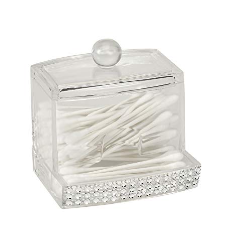 Laura Ashley Q-tip Box in Pave Diamond Design, Super Clear