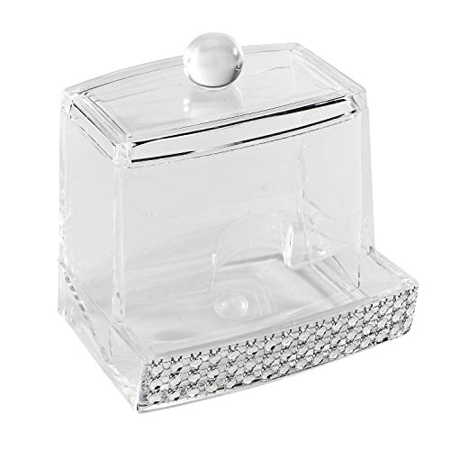 Laura Ashley Q-tip Box in Pave Diamond Design, Super Clear