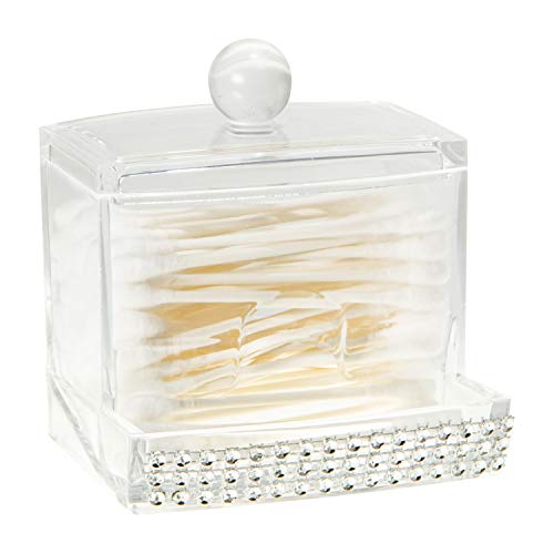 Laura Ashley Q-tip Box in Pave Diamond Design, Super Clear