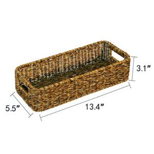 Aevtih Rattan Basket for Toilet Paper, Baskets for Storage with Built-in Handles, Bathroom Basket & Towel Storage, Basket for Toilet Tank Top Paper