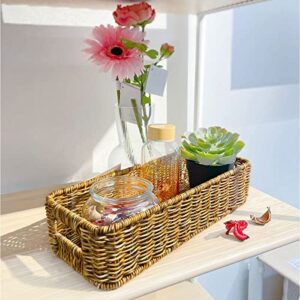 Aevtih Rattan Basket for Toilet Paper, Baskets for Storage with Built-in Handles, Bathroom Basket & Towel Storage, Basket for Toilet Tank Top Paper