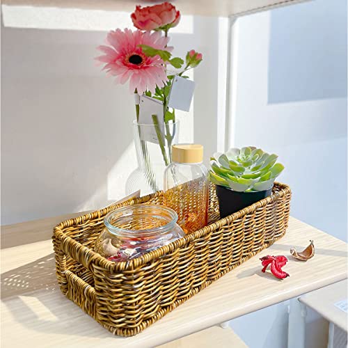 Aevtih Rattan Basket for Toilet Paper, Baskets for Storage with Built-in Handles, Bathroom Basket & Towel Storage, Basket for Toilet Tank Top Paper