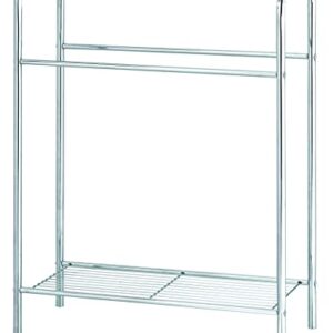 Freestanding Towel Rack, 3 Towel Bars and Shelf, Metal Towel Bar Stand, Silver-Tone Chrome Plated by Madison Home Products (MH11500)