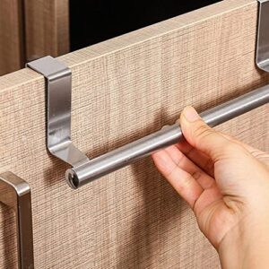 2Pcs Towel Rack Over Door, Towel Bar Hanging Holder, Stainless Steel Bathroom Kitchen Cabinet Towel Rag Rack, Shelf Hanger