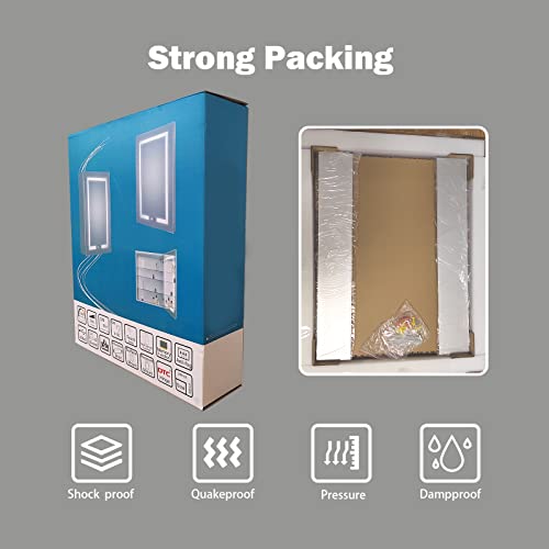 ES-DIY Lighted Medicine Cabinet with Mirror 24 x 30 Inch, Recessed or Surface Mount led Medicine Cabinet, 2 Outlets, Defog, Stepless Dimming,Medicine Cabinet Color Temper 3000K-6400K,Left Hinge