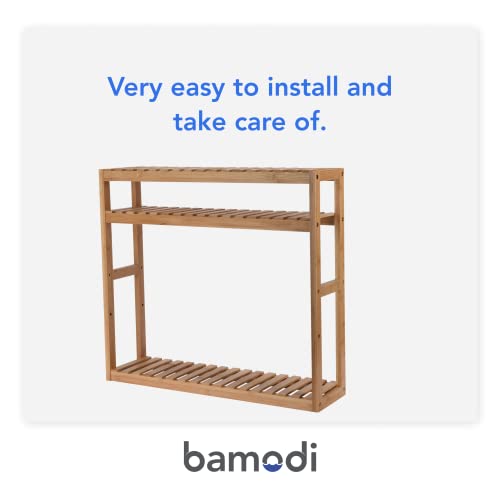 Bamodi Bamboo Bathroom 3 Tier Shelf - Multi-Shelves Bathroom Rack - Open Shelf Organizer for Kids Bedroom, Living Room, Office, Kitchen - Standing Storage Display Shelf for Towel, Book, Decor